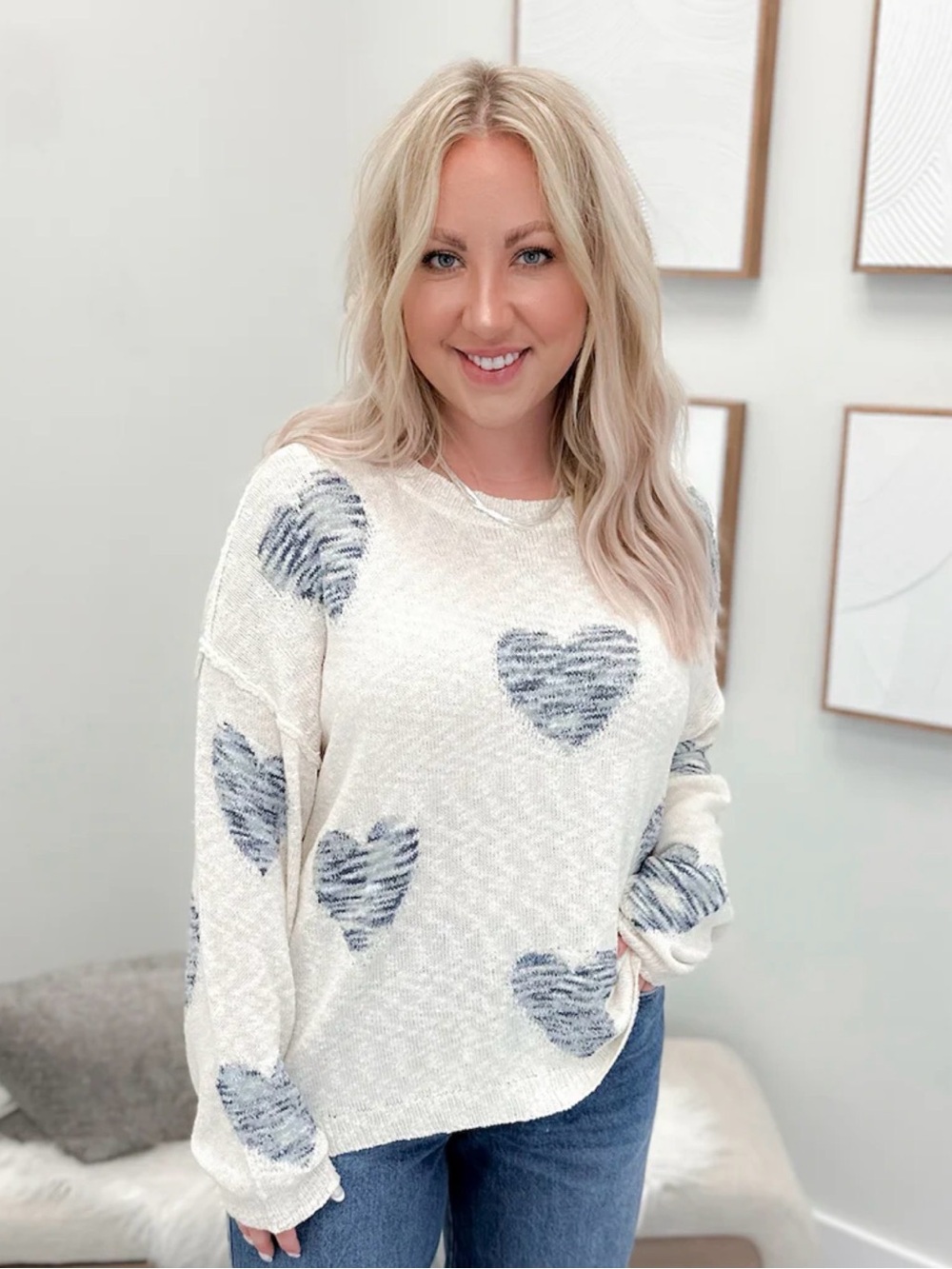 Blue Heart Sweater